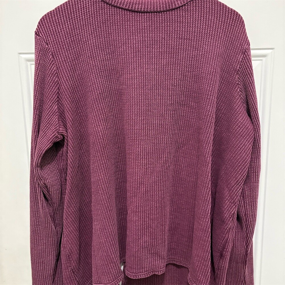 Wonderly Blouse Womens 2XL Maroon Waffle Knit Mock Neck Long Sleeve Top